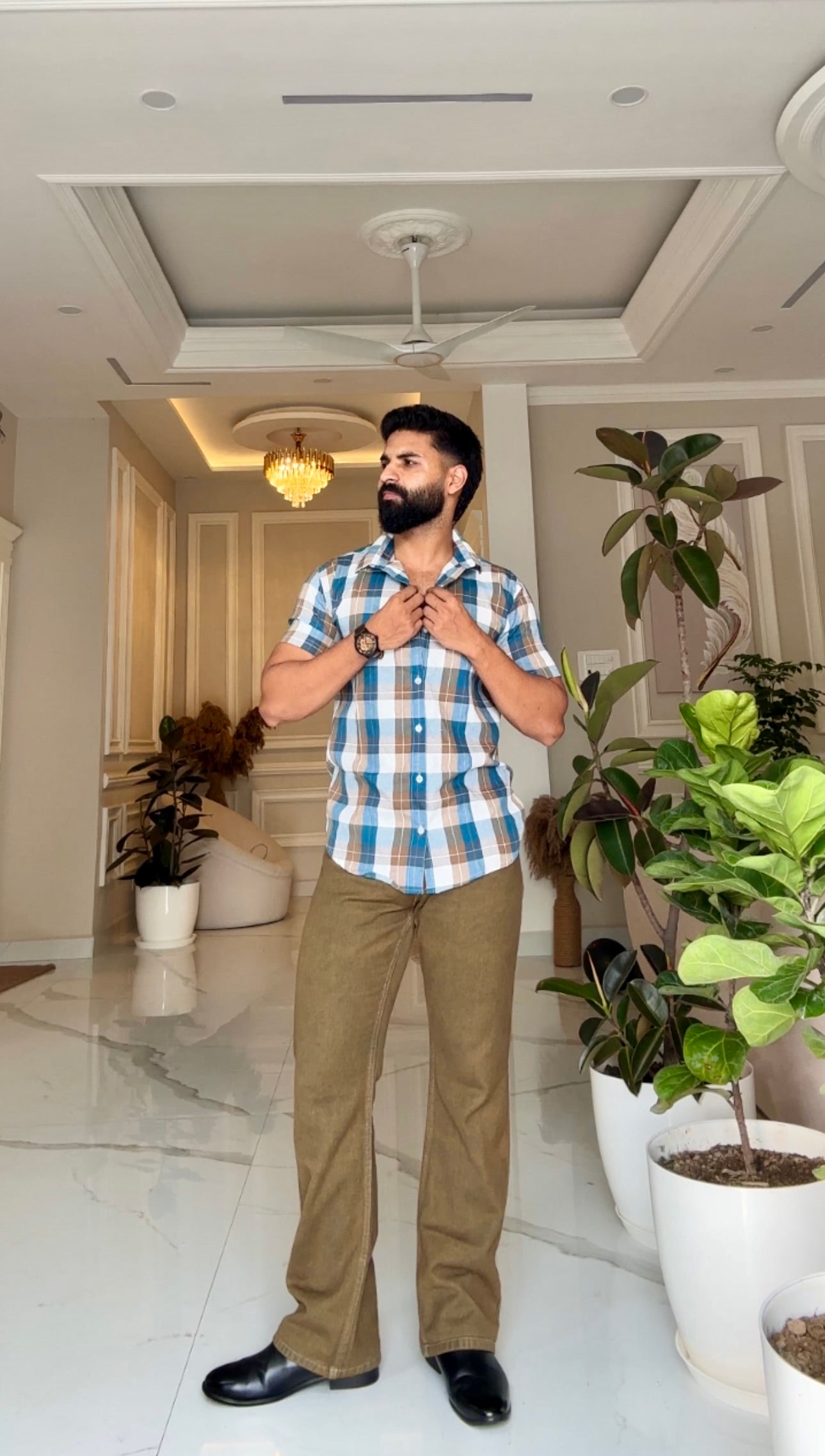 Classic Blue Check Shirt | Breathable & Durable Men’s Shirts for Everyday Wear | UHSS-16