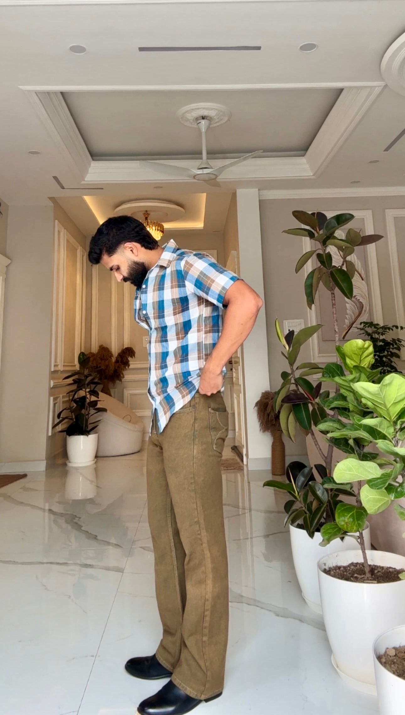 Classic Blue Check Shirt | Breathable & Durable Men’s Shirts for Everyday Wear | UHSS-16