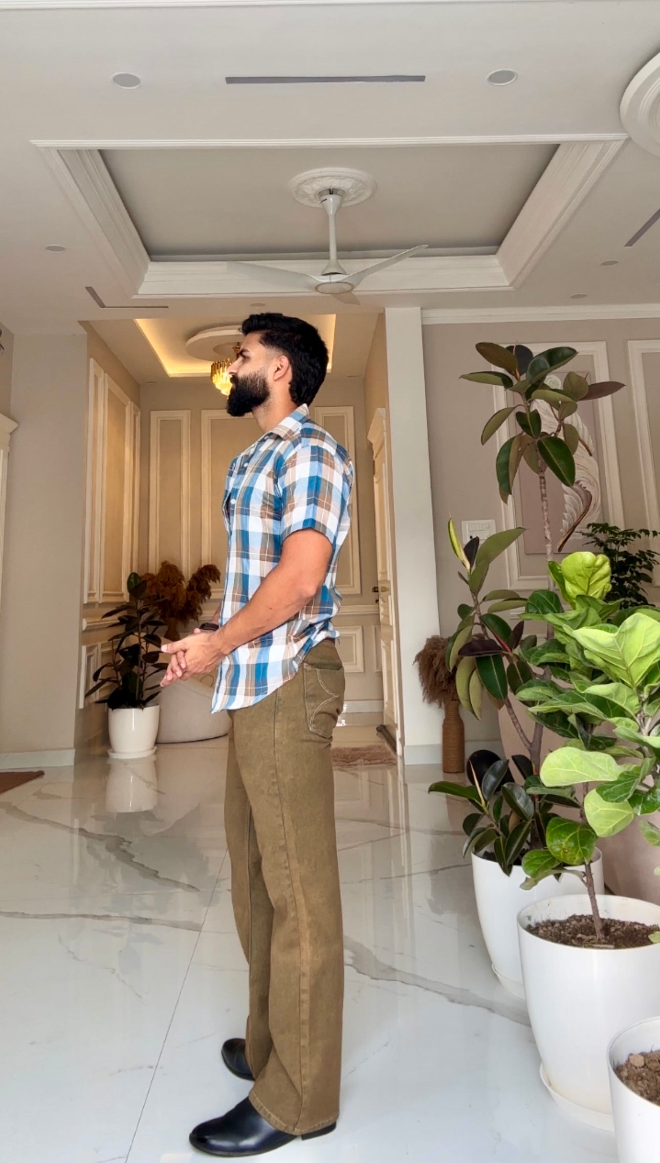 Classic Blue Check Shirt | Breathable & Durable Men’s Shirts for Everyday Wear | UHSS-16