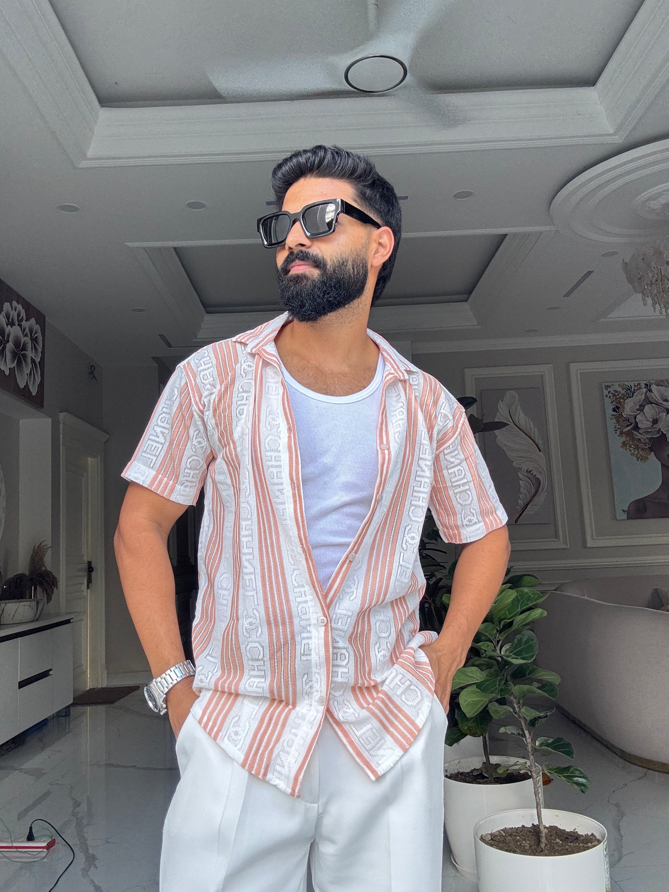 Men's Casual Half Sleeve Shirt - Striped | SHS-176