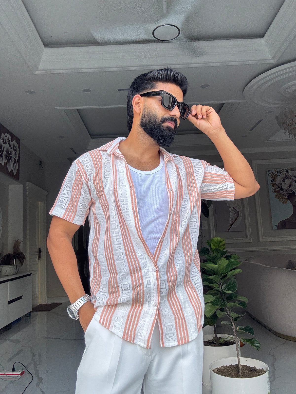 Men's Casual Half Sleeve Shirt - Striped | SHS-176