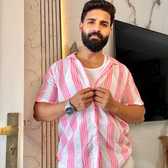 Men's Casual Half Sleeve Shirt - Striped Multicolor | SHS-178