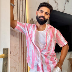 Men's Casual Half Sleeve Shirt - Striped Multicolor | SHS-178
