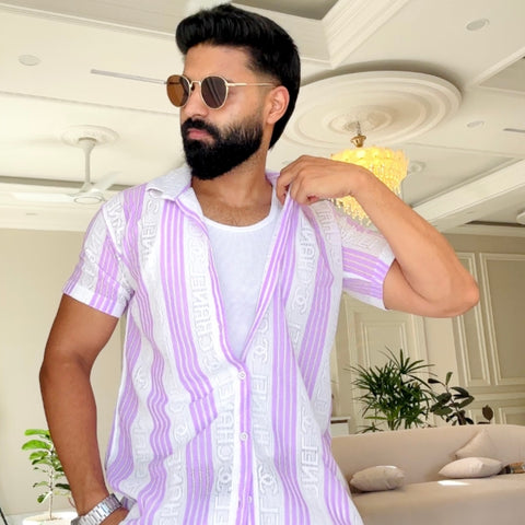 Men's Casual Half Sleeve Shirt - Striped Multicolor | SHS-179
