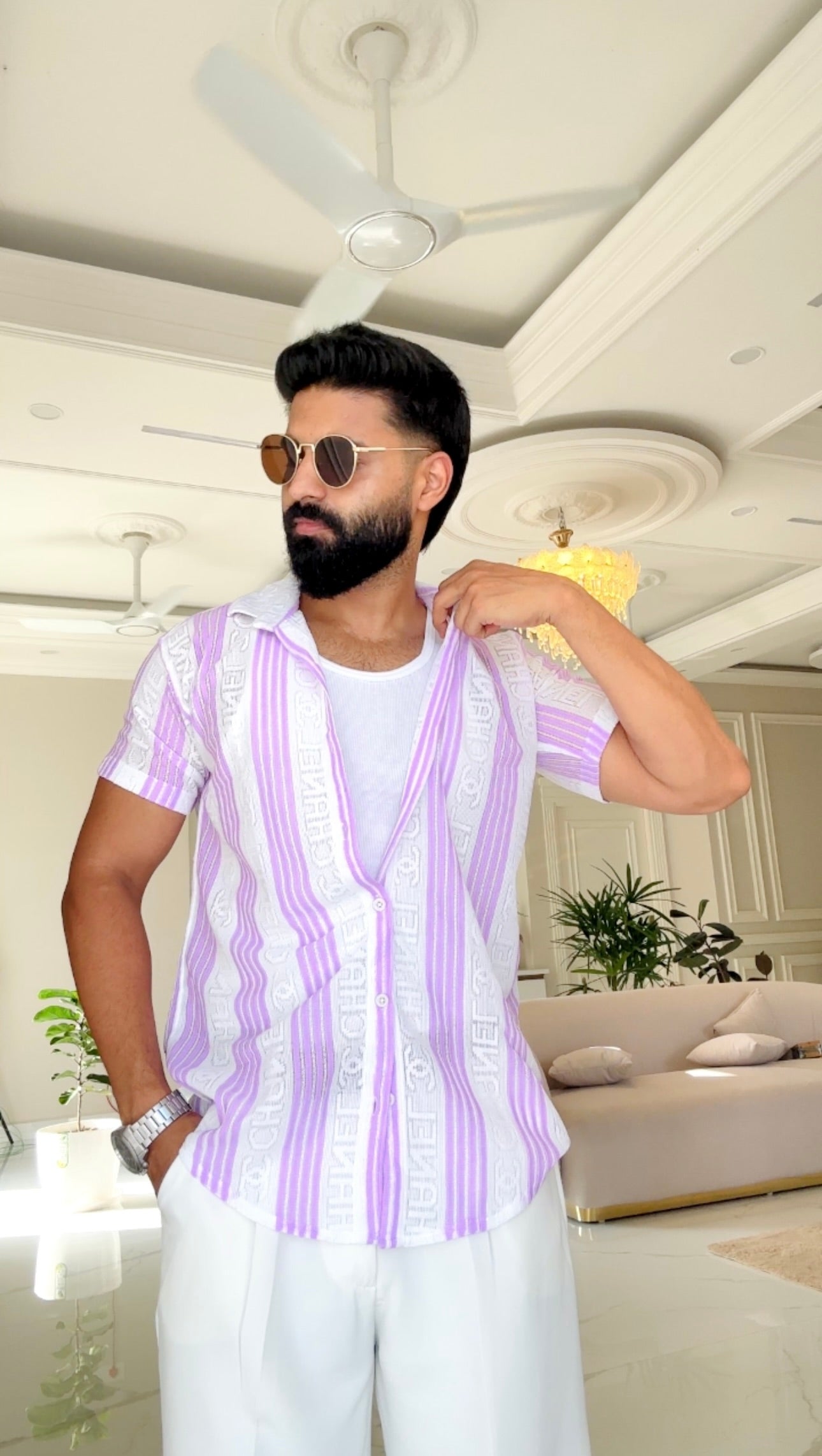 Men's Casual Half Sleeve Shirt - Striped Multicolor | SHS-179