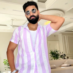 Men's Casual Half Sleeve Shirt - Striped Multicolor | SHS-179