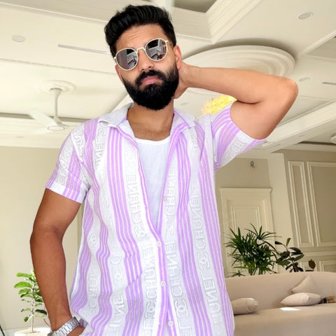 Men's Casual Half Sleeve Shirt - Striped Multicolor | SHS-179