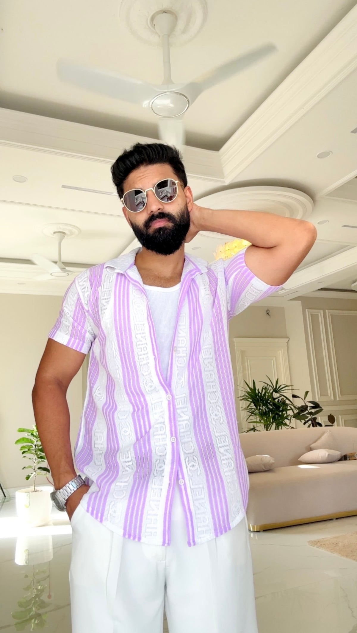 Men's Casual Half Sleeve Shirt - Striped Multicolor | SHS-179
