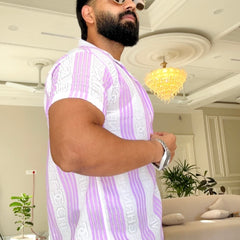 Men's Casual Half Sleeve Shirt - Striped Multicolor | SHS-179