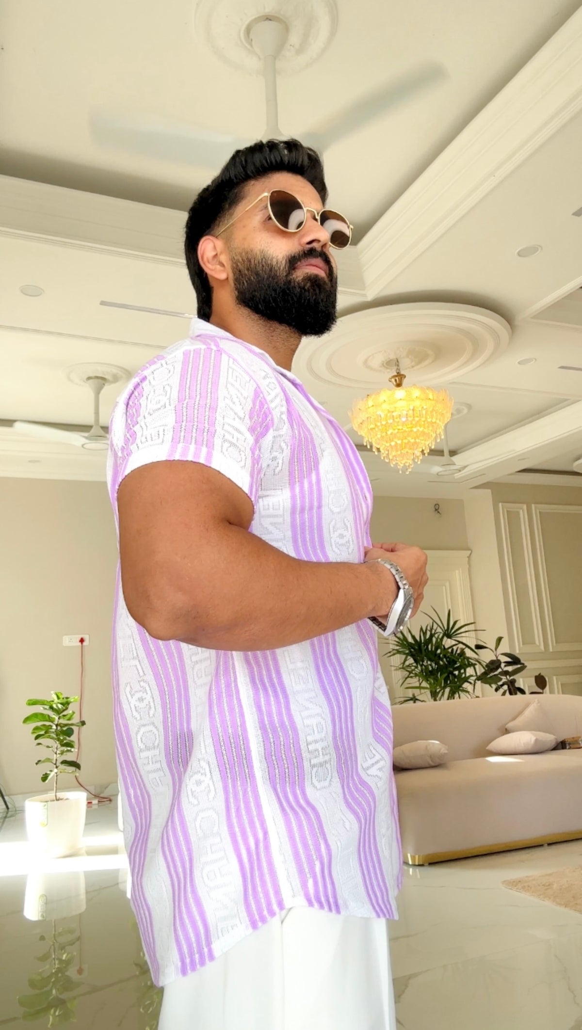 Men's Casual Half Sleeve Shirt - Striped Multicolor | SHS-179