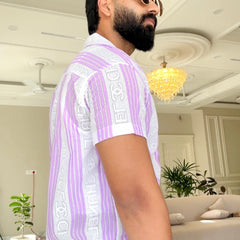 Men's Casual Half Sleeve Shirt - Striped Multicolor | SHS-179
