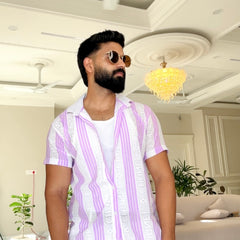 Men's Casual Half Sleeve Shirt - Striped Multicolor | SHS-179