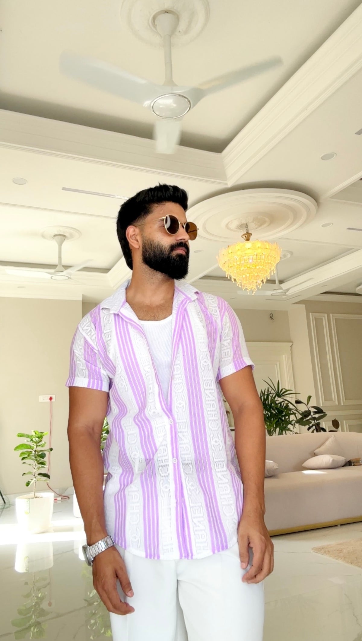 Men's Casual Half Sleeve Shirt - Striped Multicolor | SHS-179