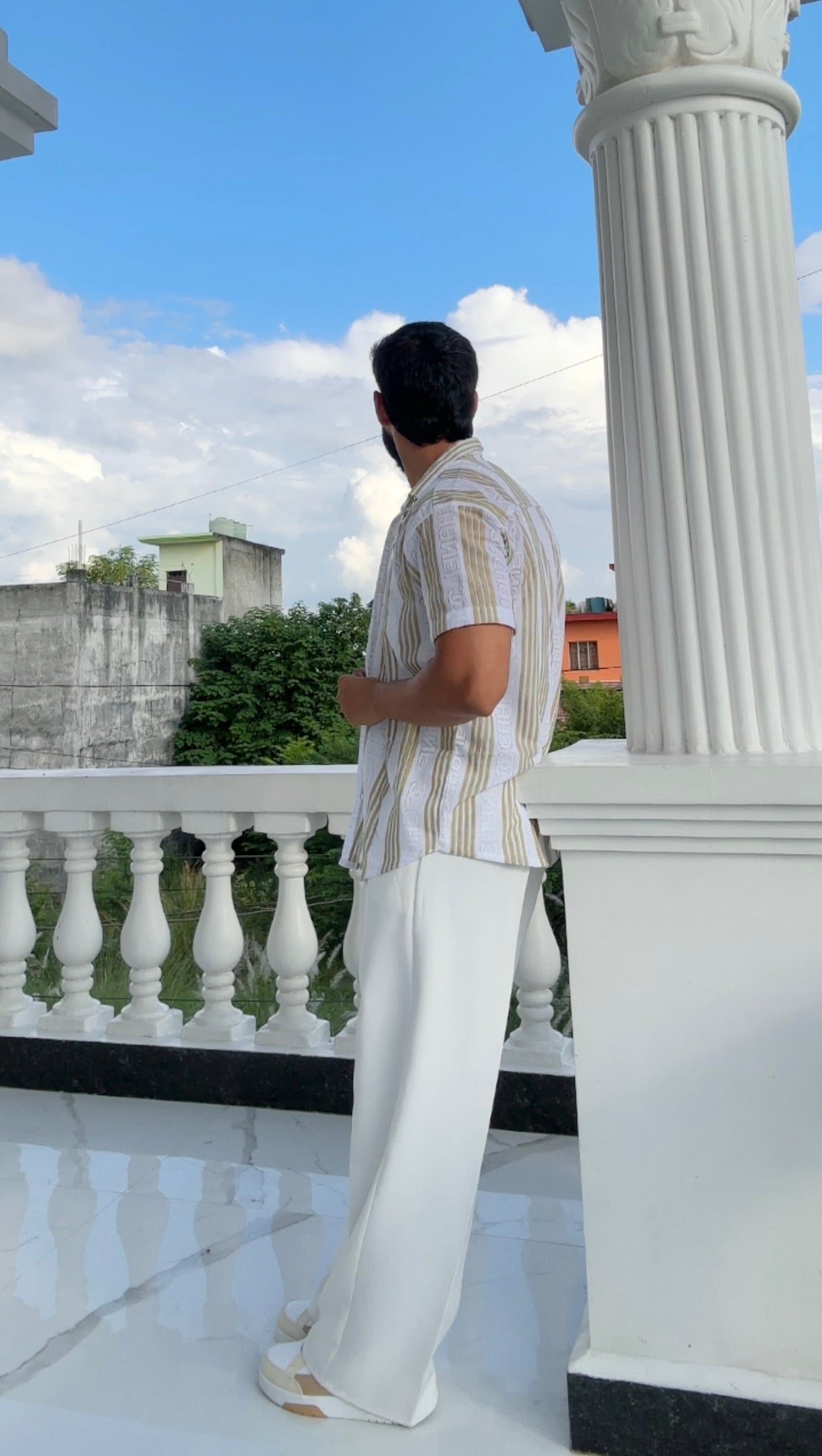 Men's Casual Half Sleeve Shirt - Striped Multicolor | SHS-175