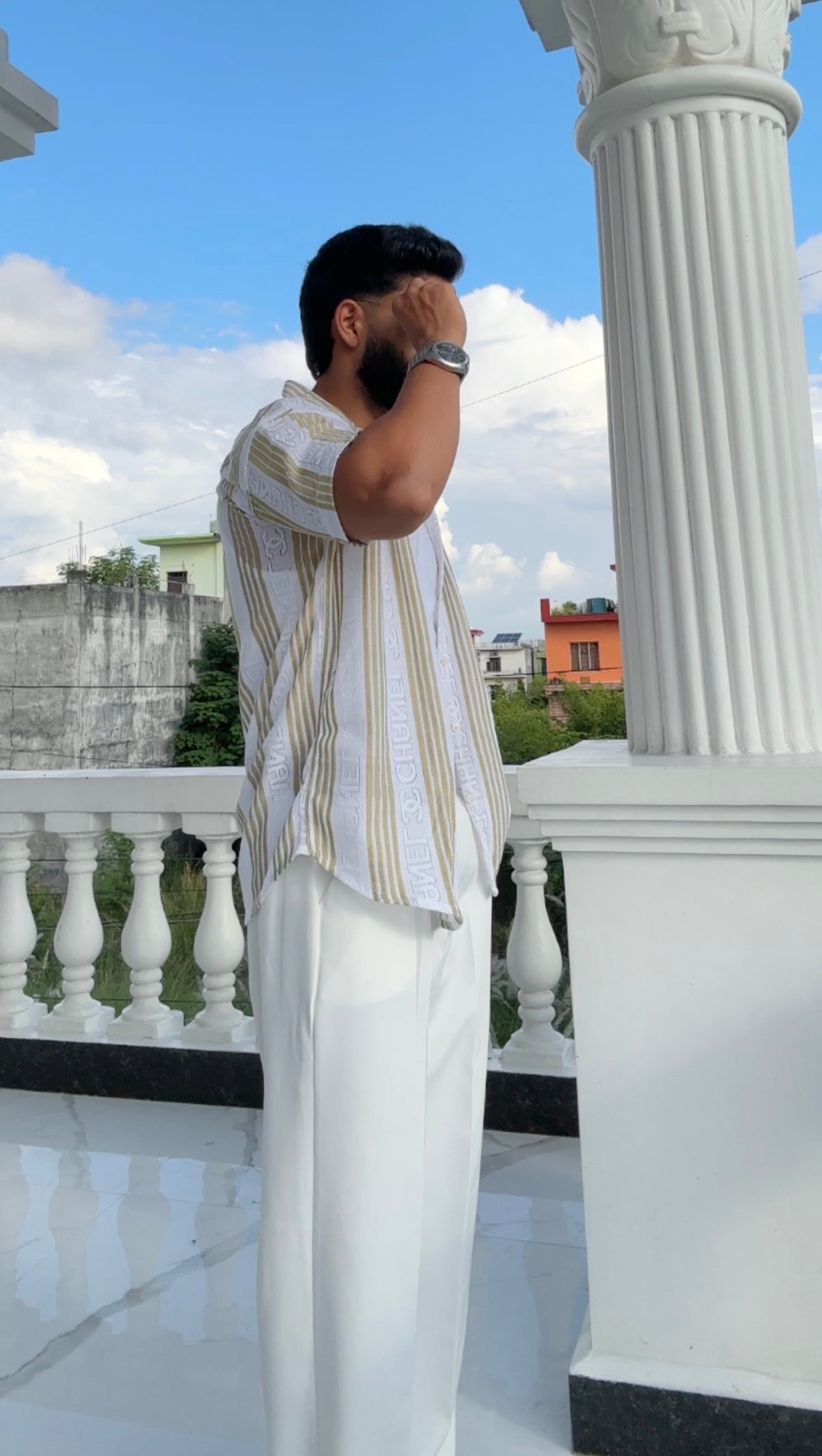 Men's Casual Half Sleeve Shirt - Striped Multicolor | SHS-175
