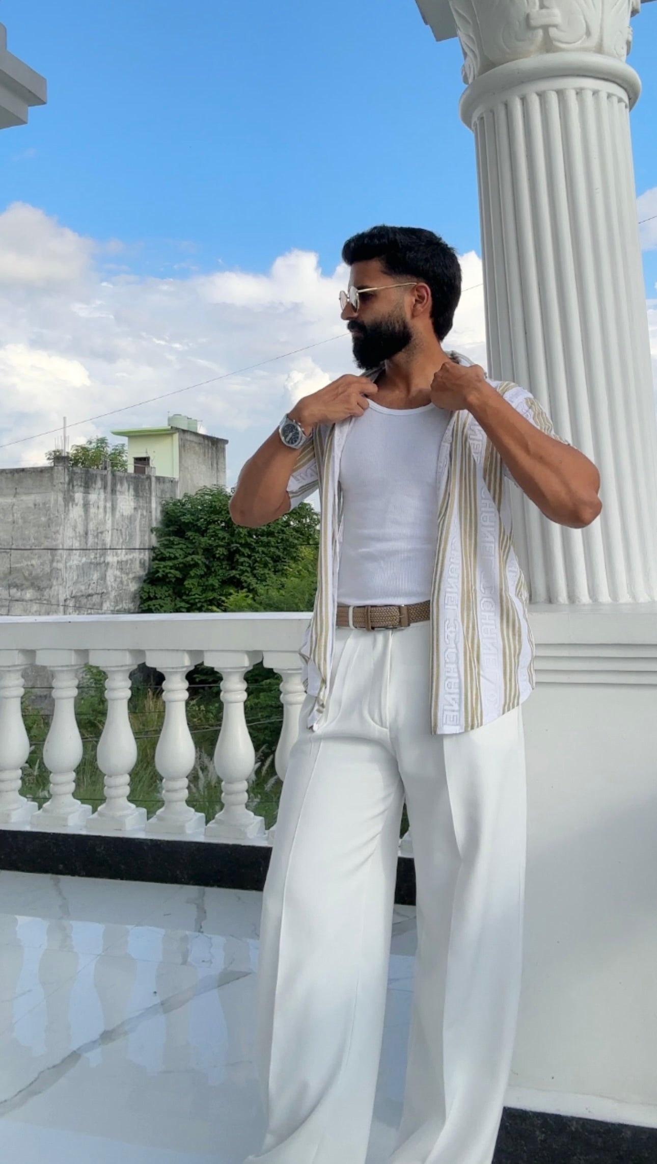 Men's Casual Half Sleeve Shirt - Striped Multicolor | SHS-175