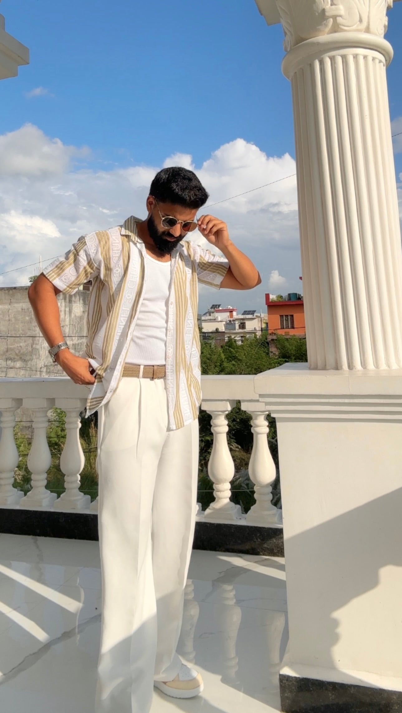 Men's Casual Half Sleeve Shirt - Striped Multicolor | SHS-175