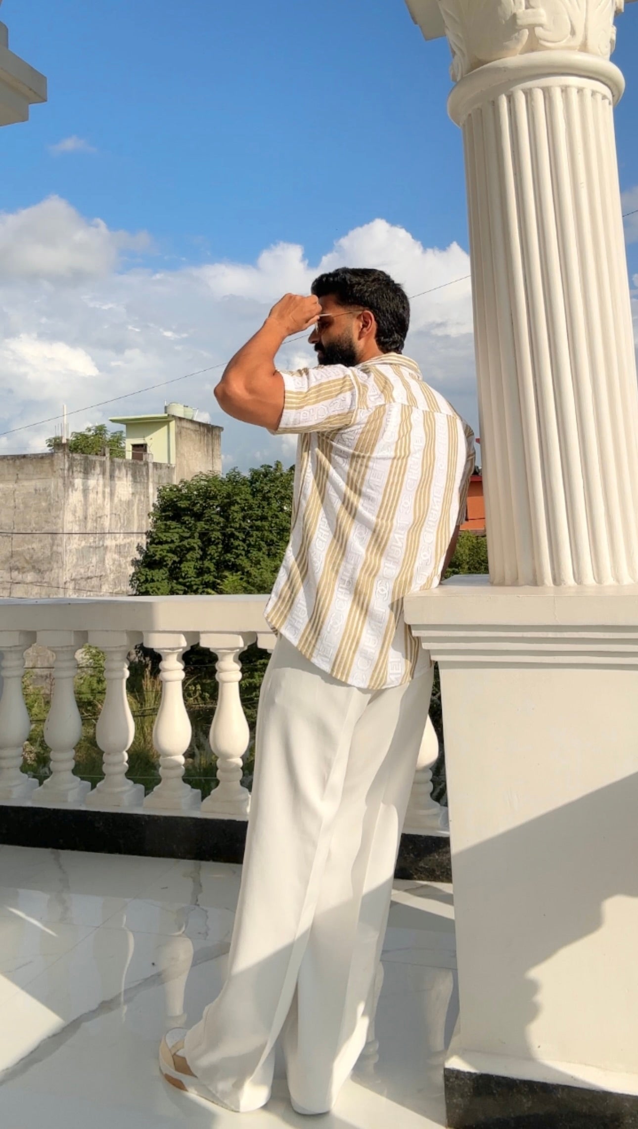 Men's Casual Half Sleeve Shirt - Striped Multicolor | SHS-175