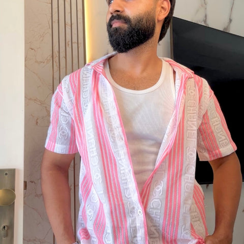 Men's Casual Half Sleeve Shirt - Striped Multicolor | SHS-178
