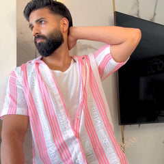 Men's Casual Half Sleeve Shirt - Striped Multicolor | SHS-178