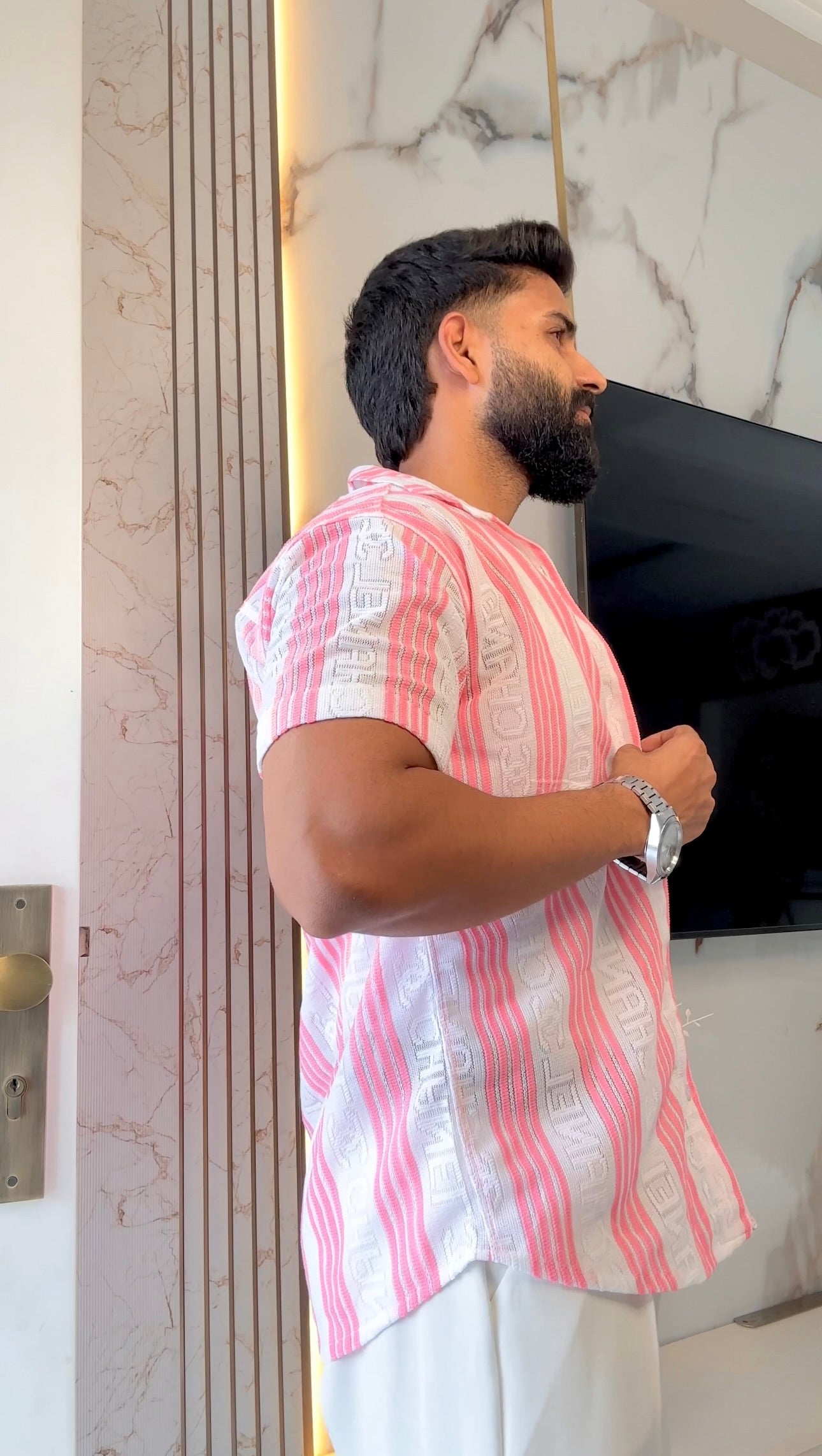 Men's Casual Half Sleeve Shirt - Striped Multicolor | SHS-178