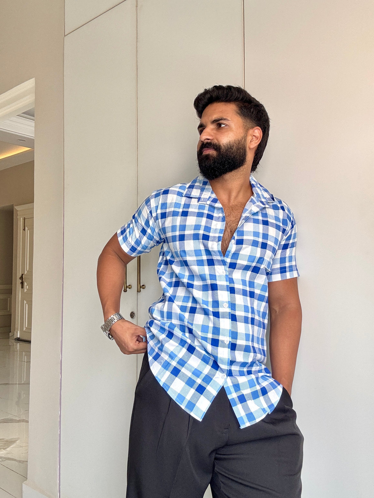 Men's Casual Half Sleeve Shirt - Check |UHSS-158