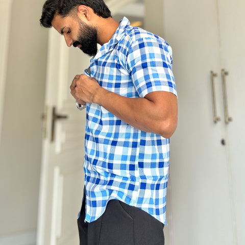 Men's Casual Half Sleeve Shirt - Check |UHSS-158