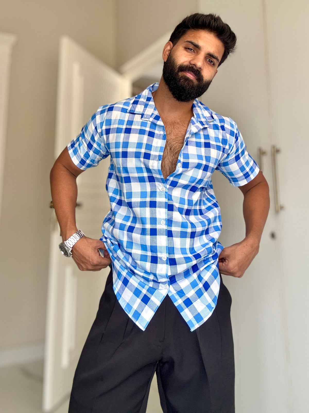Men's Casual Half Sleeve Shirt - Check |UHSS-158