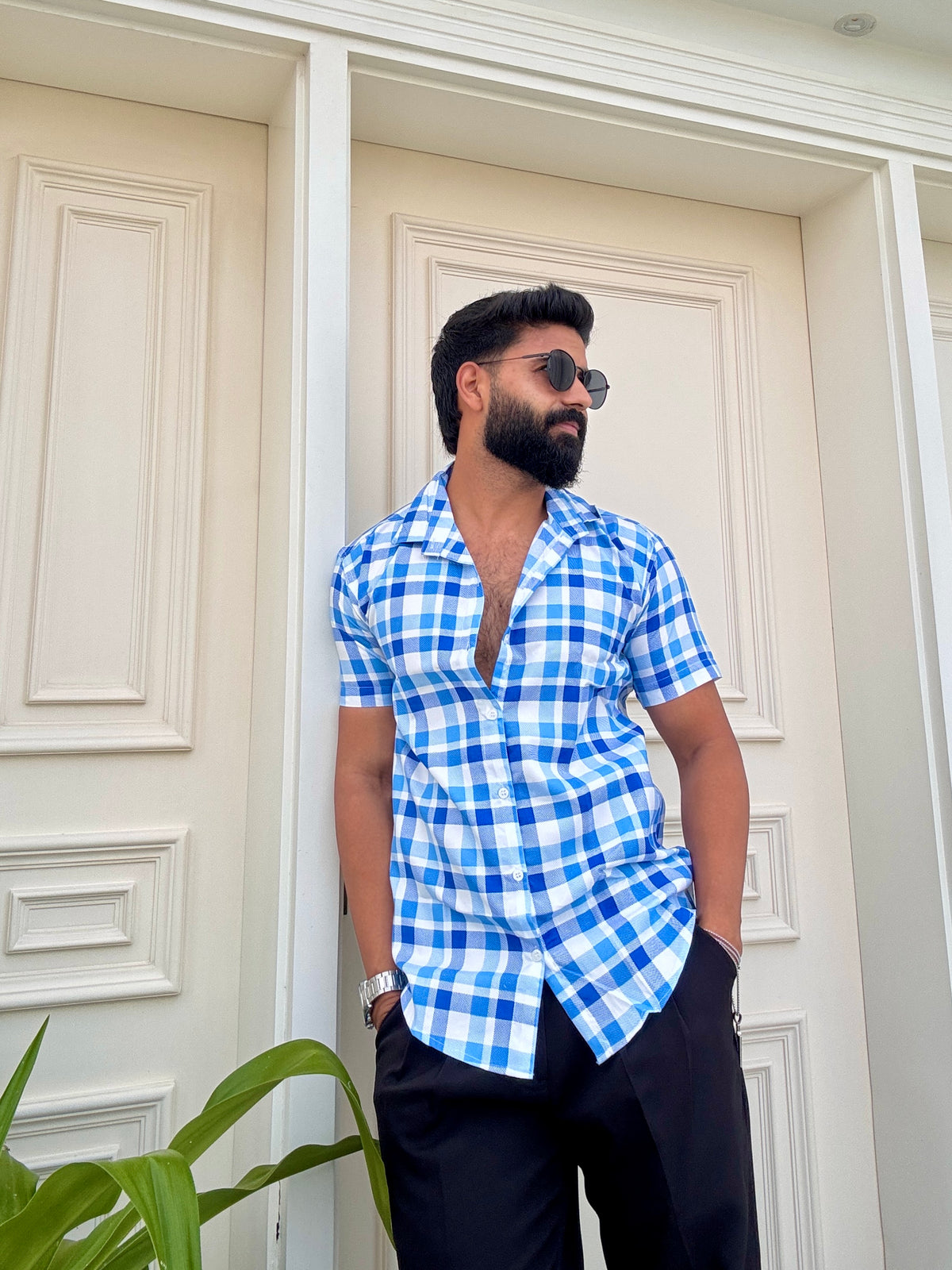 Men's Casual Half Sleeve Shirt - Check |UHSS-158