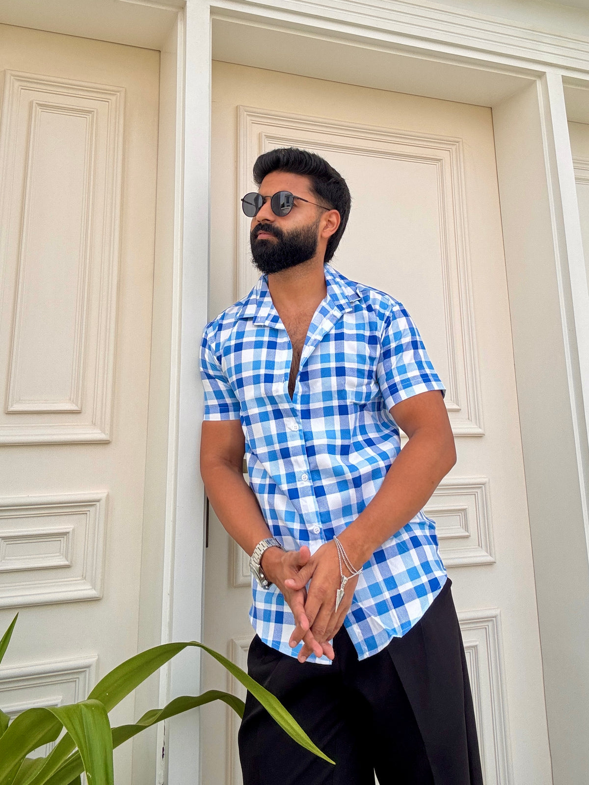 Men's Casual Half Sleeve Shirt - Check |UHSS-158