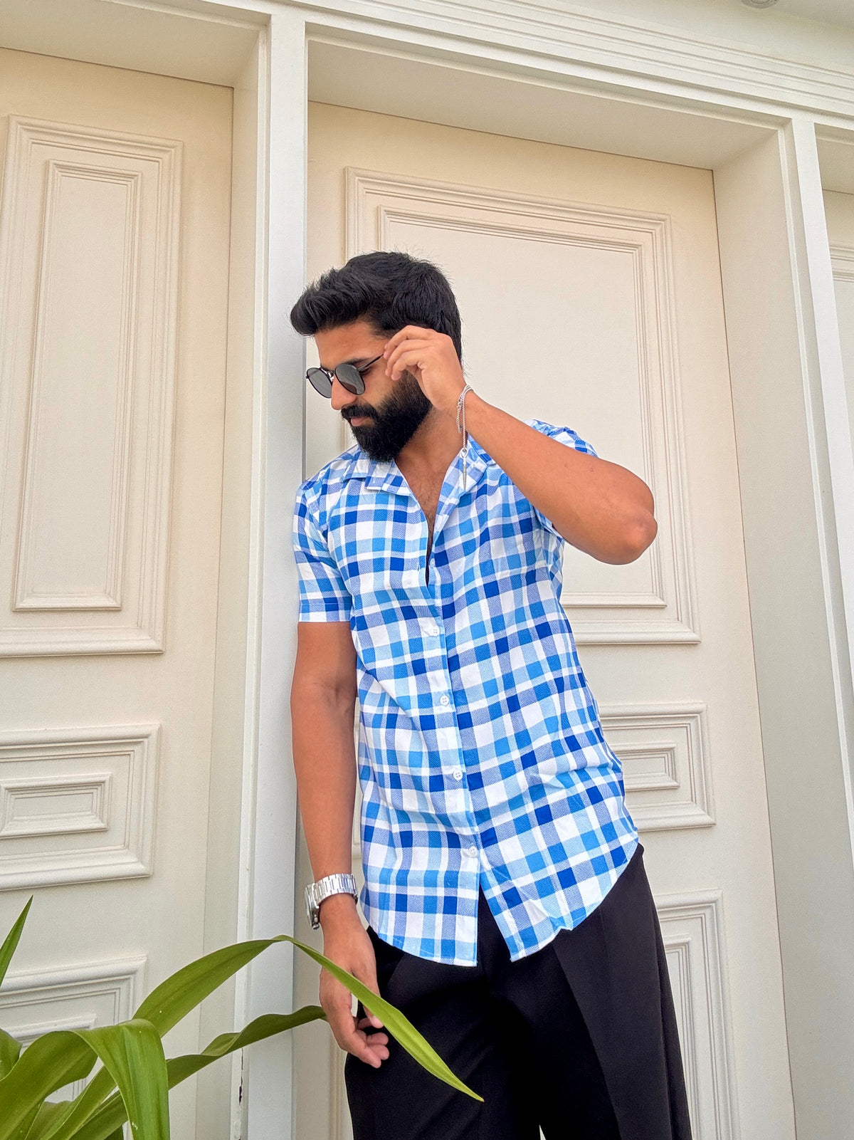 Men's Casual Half Sleeve Shirt - Check |UHSS-158