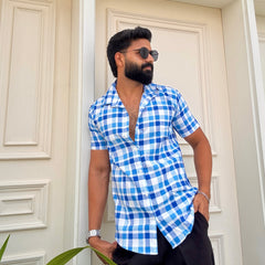 Men's Casual Half Sleeve Shirt - Check |UHSS-158