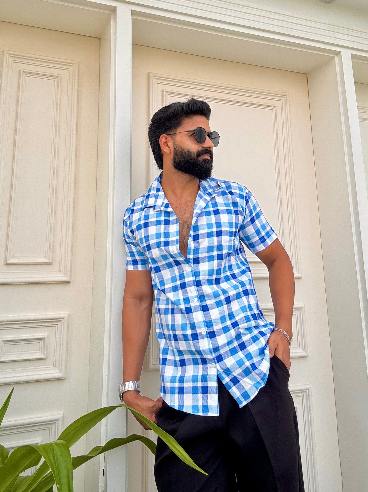 Men's Casual Half Sleeve Shirt - Check |UHSS-158