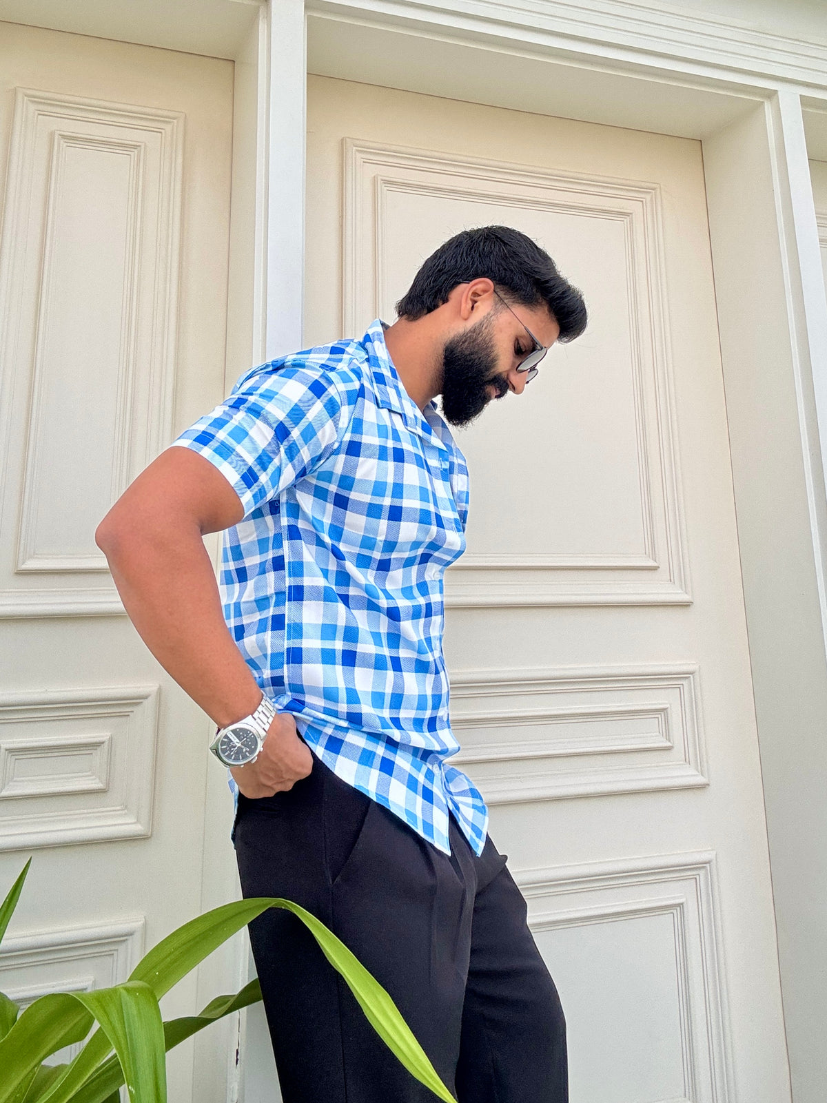 Men's Casual Half Sleeve Shirt - Check |UHSS-158