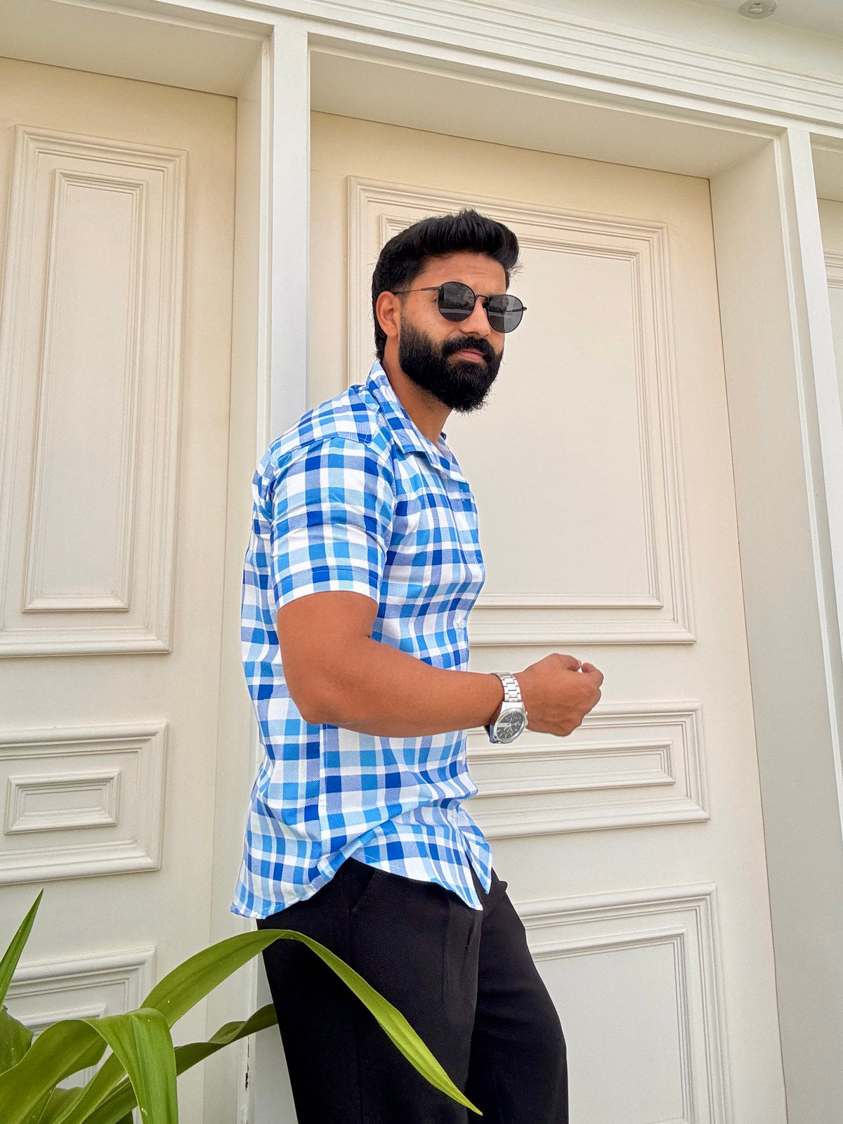 Men's Casual Half Sleeve Shirt - Check |UHSS-158
