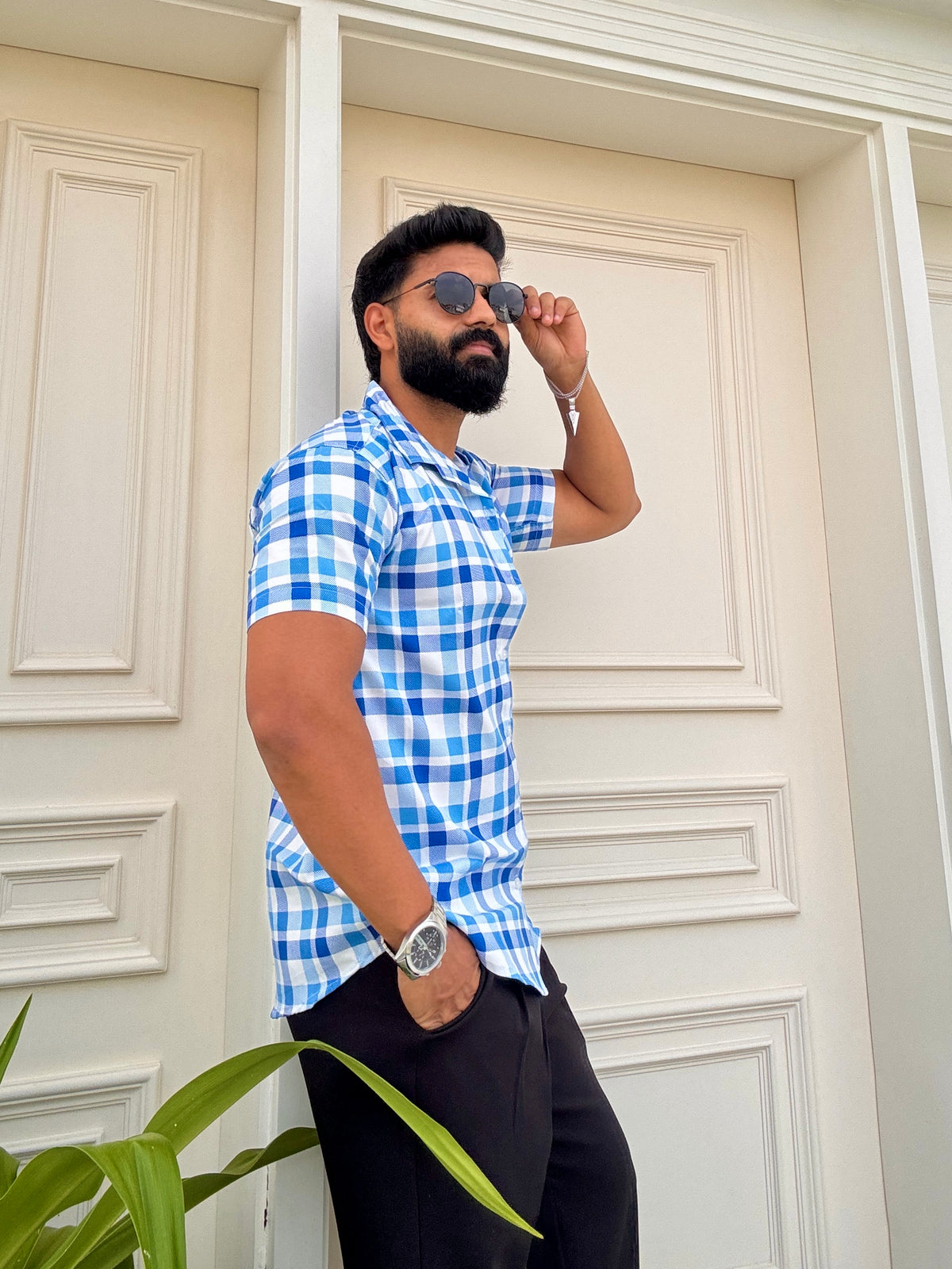 Men's Casual Half Sleeve Shirt - Check |UHSS-158
