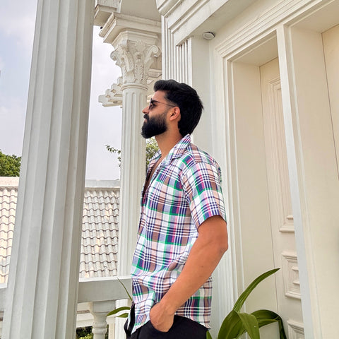 Men's Casual Printed Half Sleeve Shirt - Multicolor | UHSS-162