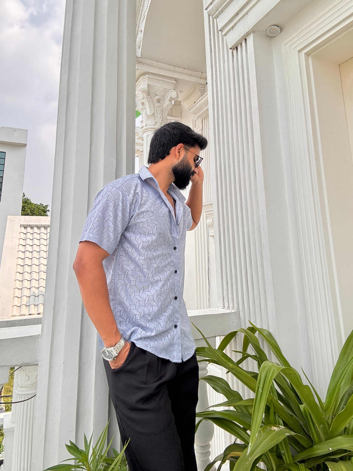 Men's Casual Half Sleeve Shirt - Grey | SHS-151