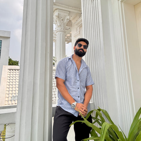 Men's Casual Half Sleeve Shirt - Grey | SHS-151