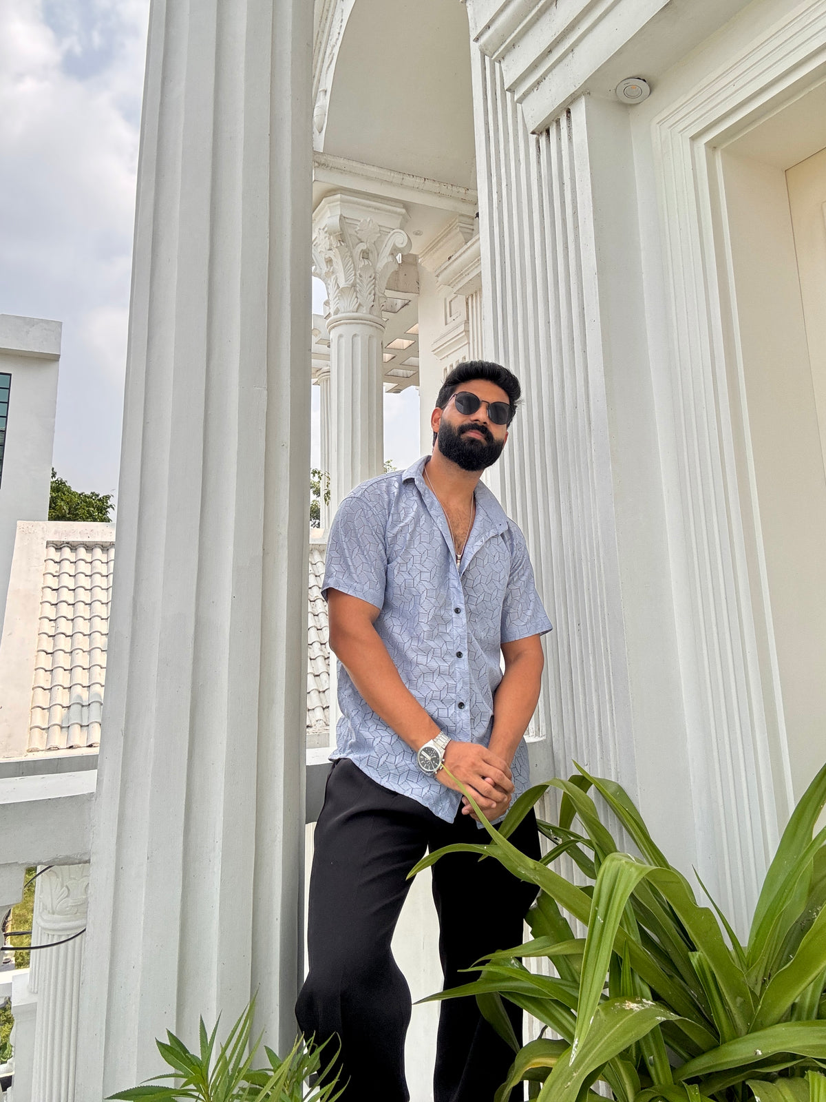 Men's Casual Half Sleeve Shirt - Grey | SHS-151