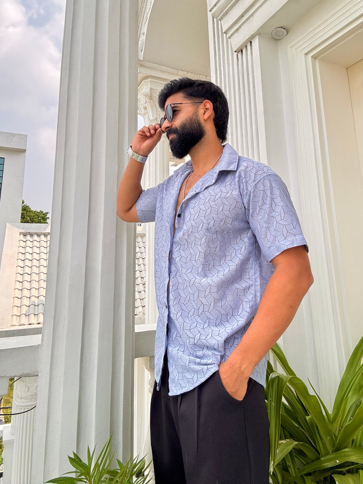 Men's Casual Half Sleeve Shirt - Grey | SHS-151