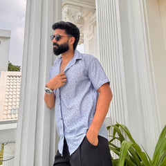 Men's Casual Half Sleeve Shirt - Grey | SHS-151