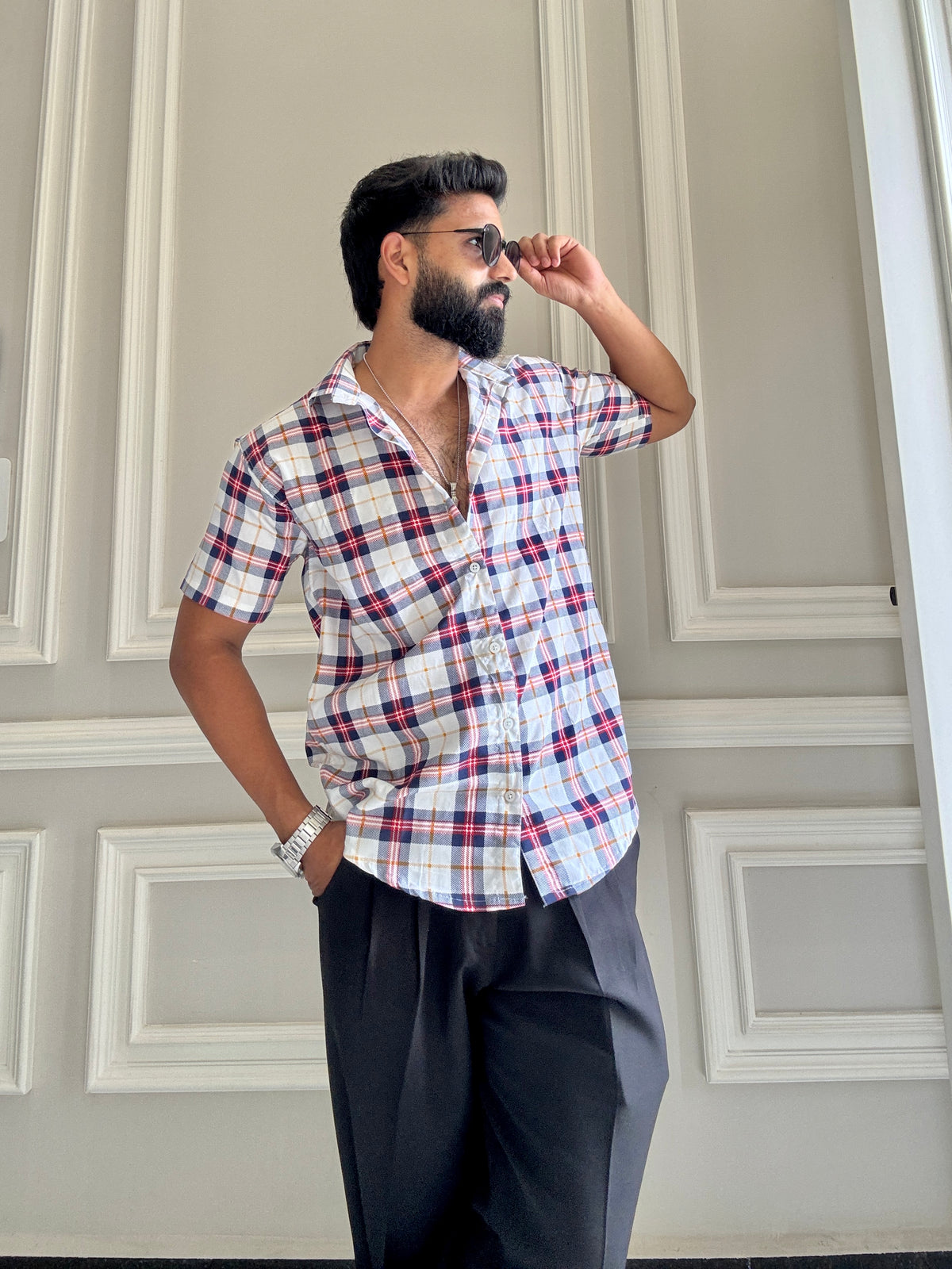 Men's Casual Half Sleeve Shirt - Check | UHSS-160
