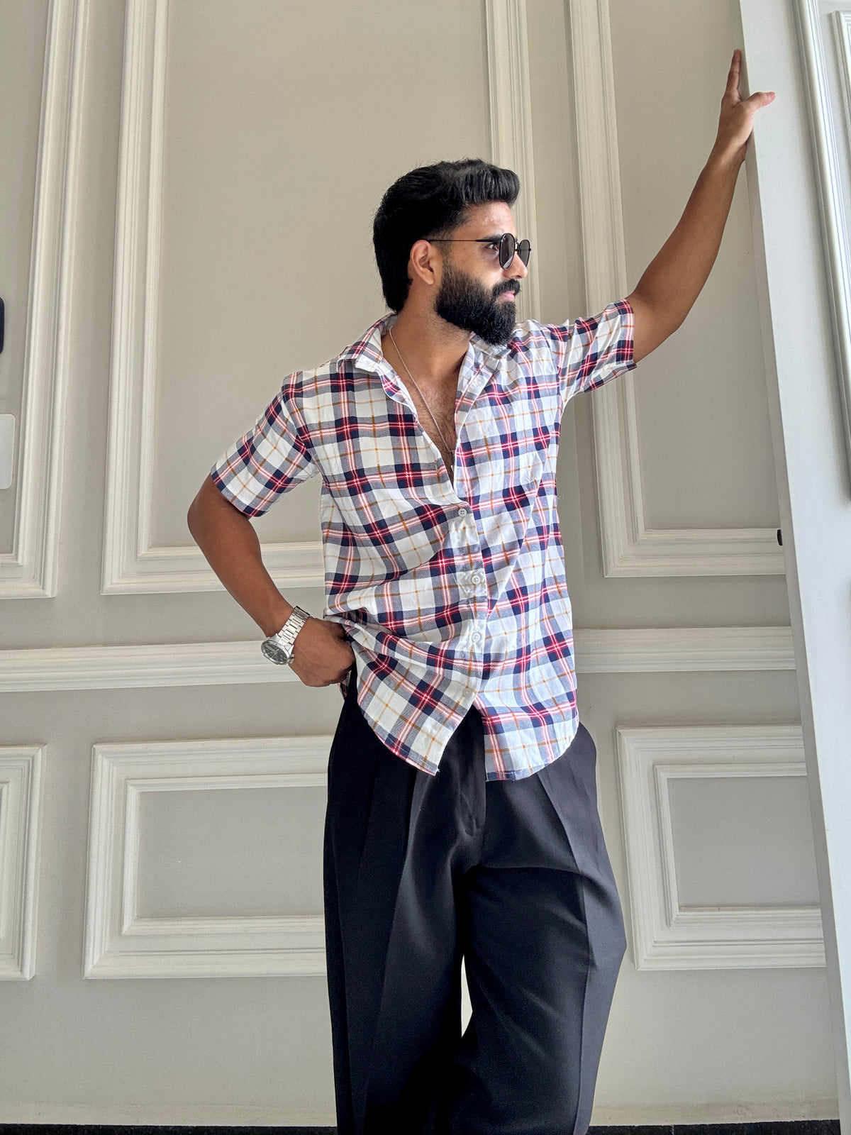 Men's Casual Half Sleeve Shirt - Check | UHSS-160