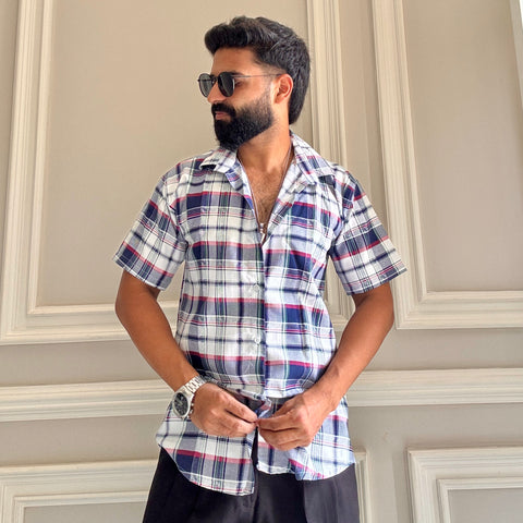 Men's Casual Half Sleeve Shirt - Check Multicolor | UHSS-159