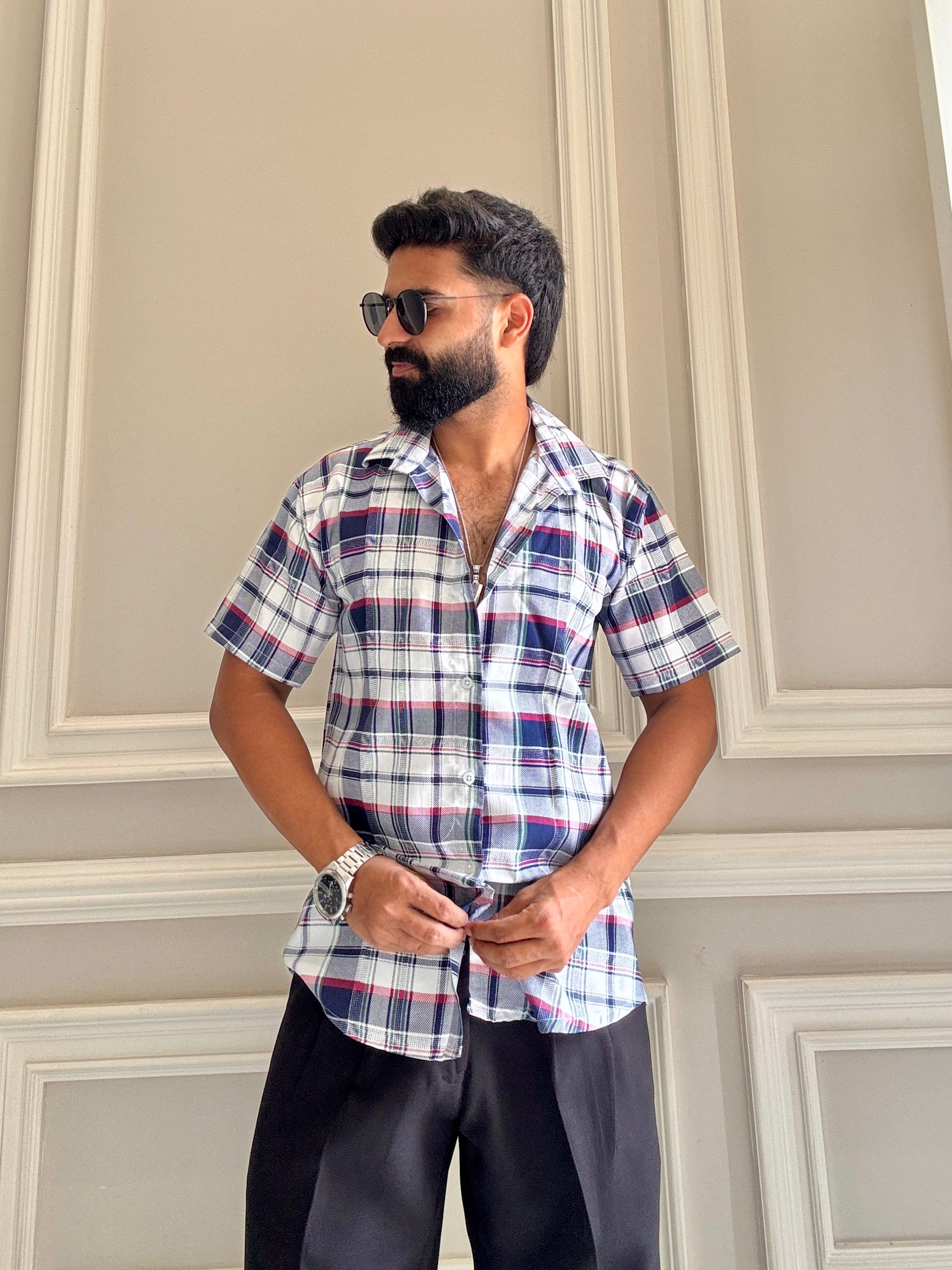 Men's Casual Half Sleeve Shirt - Check Multicolor | UHSS-159