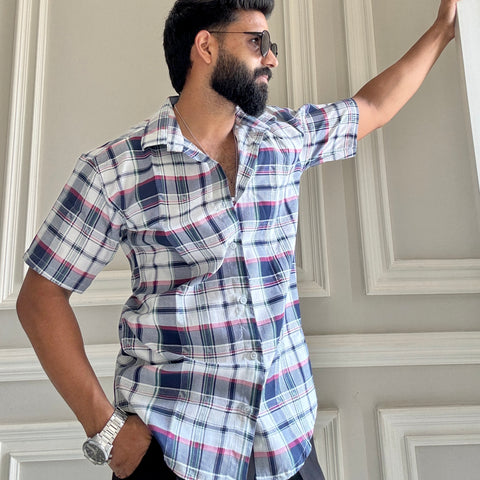Men's Casual Half Sleeve Shirt - Check Multicolor | UHSS-159