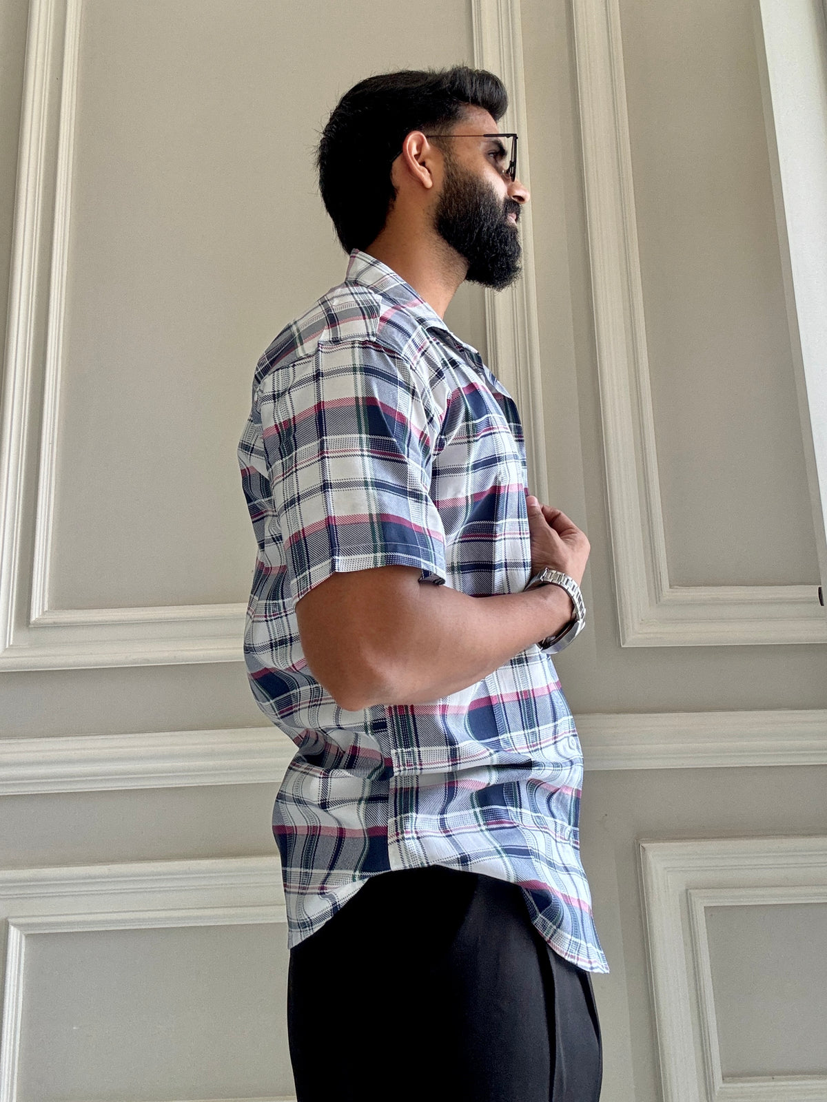 Men's Casual Half Sleeve Shirt - Check Multicolor | UHSS-159