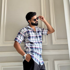 Men's Casual Half Sleeve Shirt - Check Multicolor | UHSS-159