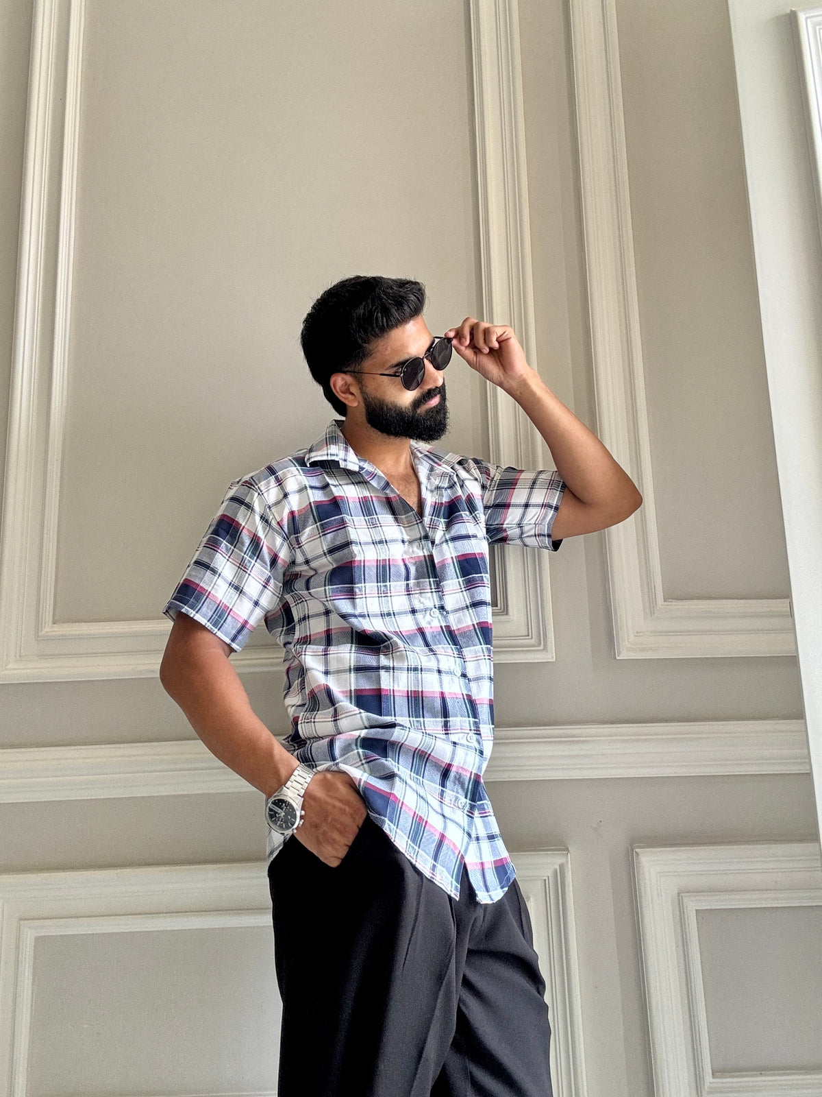 Men's Casual Half Sleeve Shirt - Check Multicolor | UHSS-159